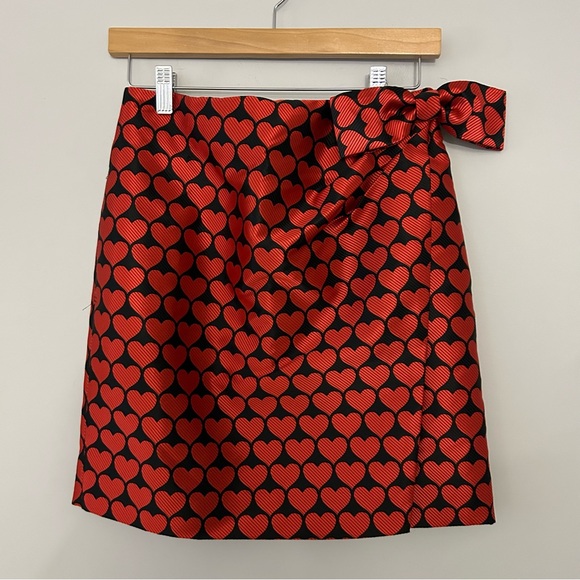 J.Crew Black & Red Heart Printed Mini Skirt with Bow - Picture 2 of 7